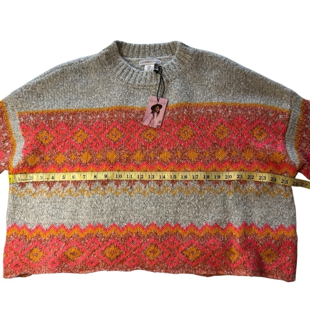 NWT Sincerely Jules Festive Frost Multicolor Knit Medium Sweater - Picture 4 of 8